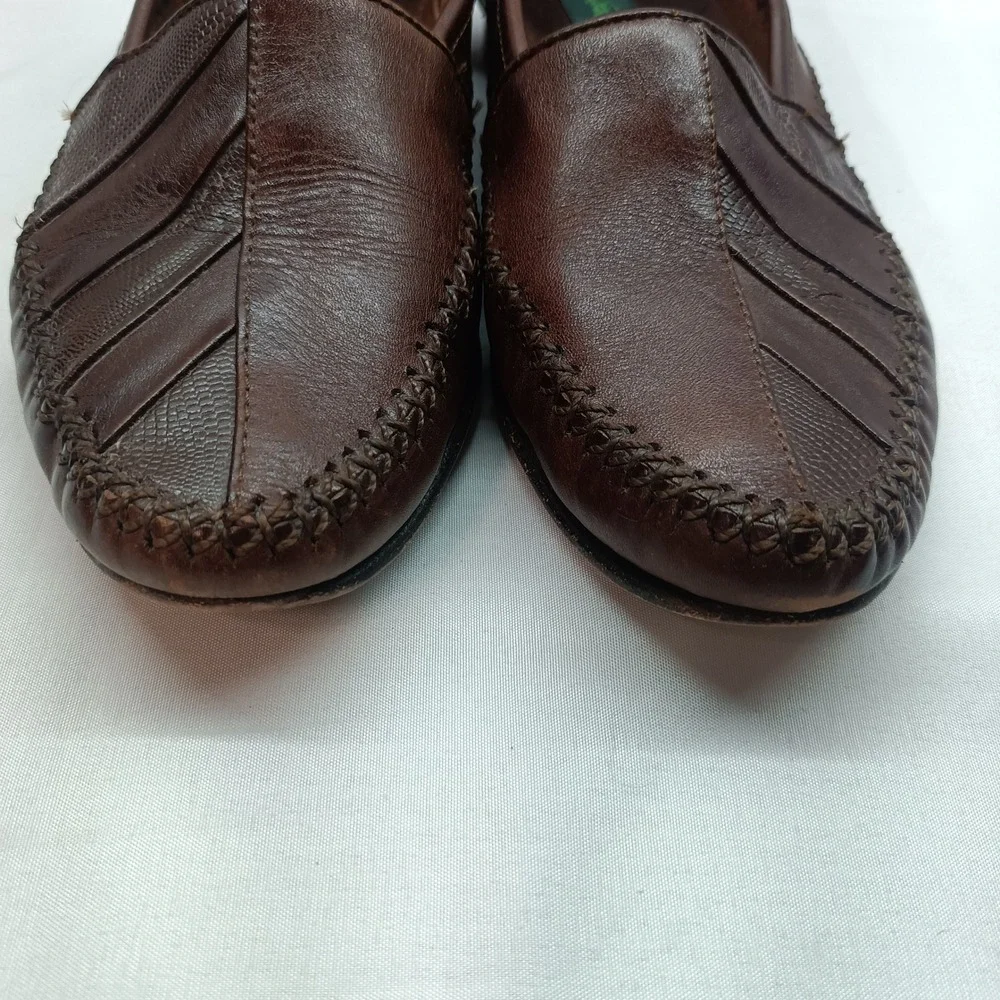 Jean-Pier Clemente Mens Brown Leather Handcrafted Loafers Brazil Slip On Shoes